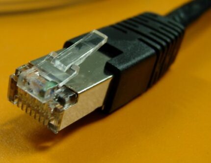 Shielded RJ45 connector close-up