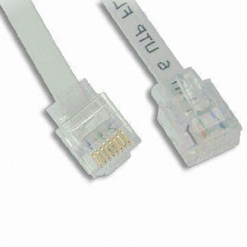 Close-up of flat RJ45 connector and slim cable profile