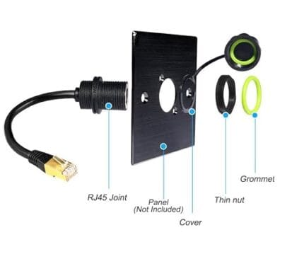 IP67 RJ45 Screw-Lock Bulkhead Cable Threaded Coupling Panel Mount Dust Cap