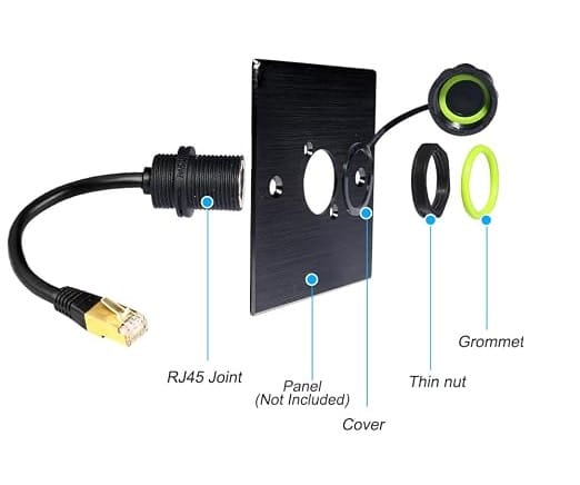 IP67 RJ45 Screw-Lock Bulkhead Cable Threaded Coupling Panel Mount Dust Cap) IP67 RJ45 Screw-Lock Bulkhead Cable Threaded Coupling Panel Mount Dust Cap