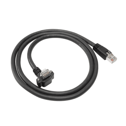 Right-Angle RJ45 Screw-Lock Cable (90 Degree Thumbscrew Plug Cat6A SFTP