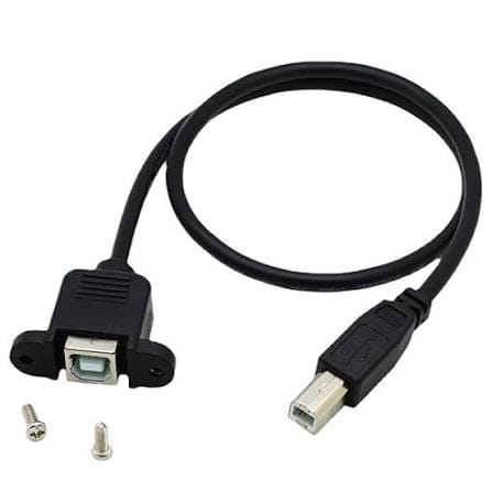 Screw Lock USB B male to Female extension cable usb-2-0-type-b-screw-lock-panel-mount-extension-cable