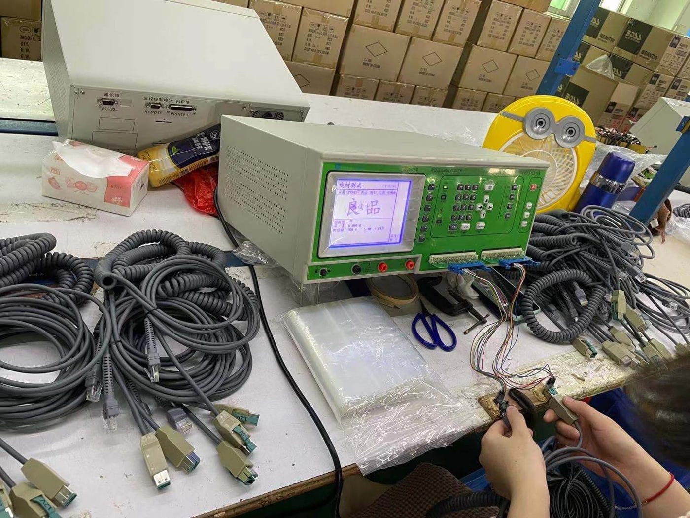final electrical inspection of cable assemblies before packing