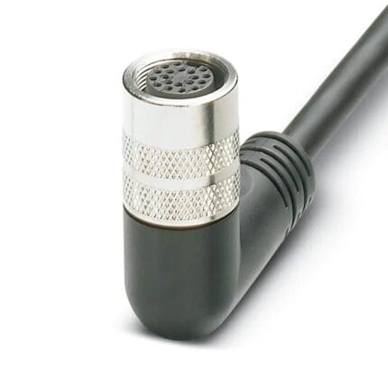M16 sensor actuator cordset with female right-angle metal connector