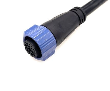 M20 8-pin power signal cable with blue coupling nut female connector